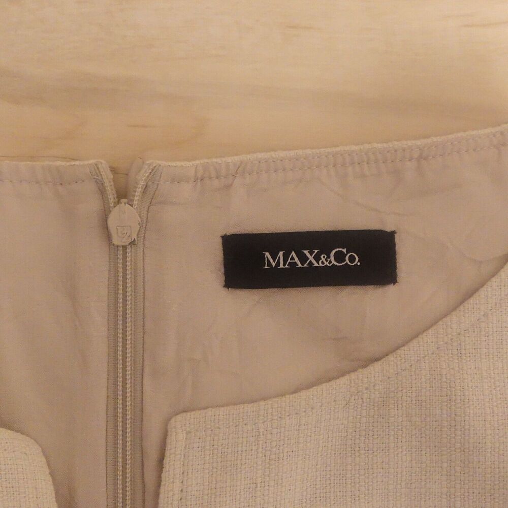 Max Co Women's Size 6 Dress Cotton Sheath Knit Cream Black Stripe Sleeveless - Picture 4 of 9